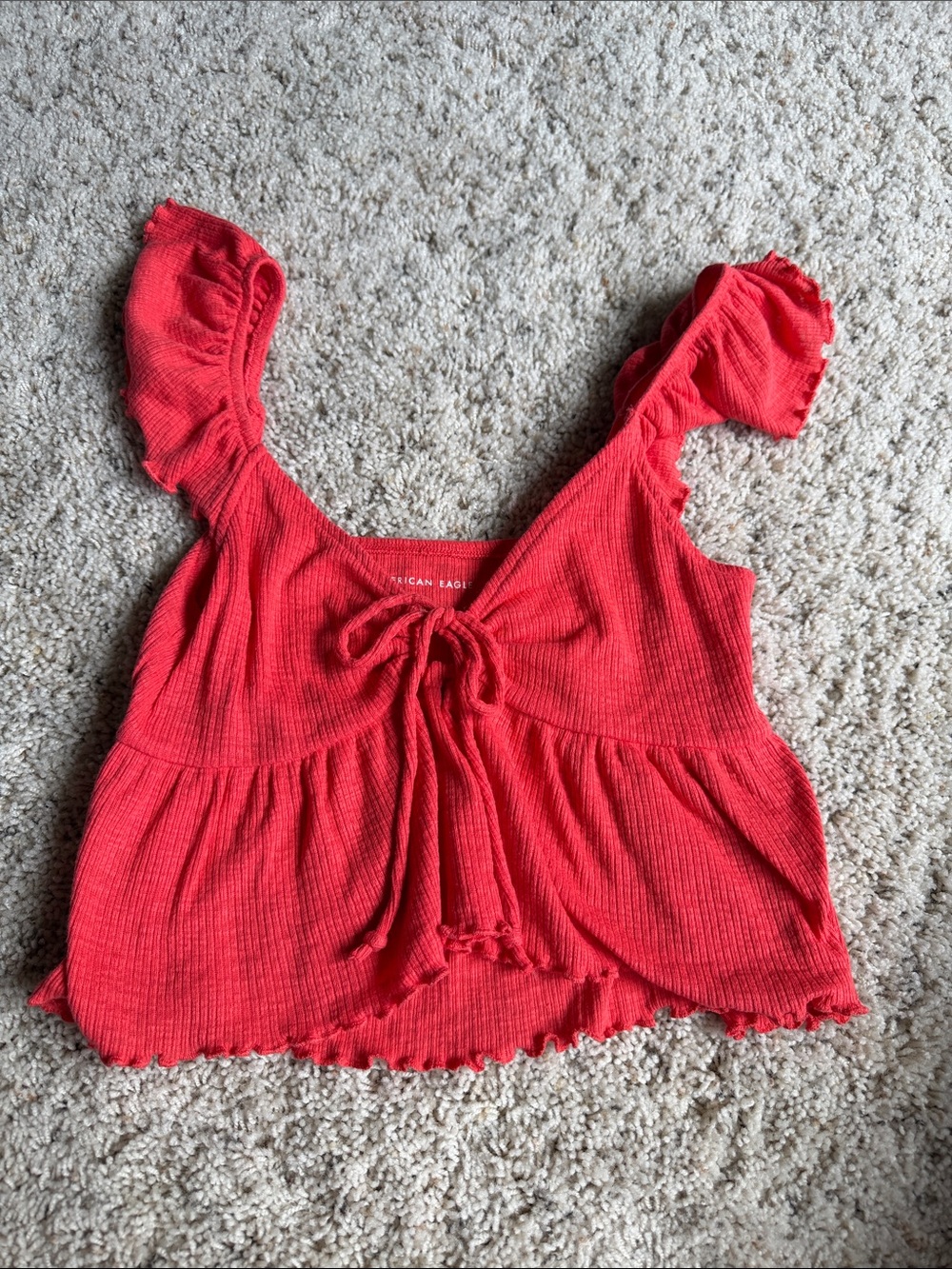 American Eagle Outfitters Red Ruffle Tie-Front Crop Camisole